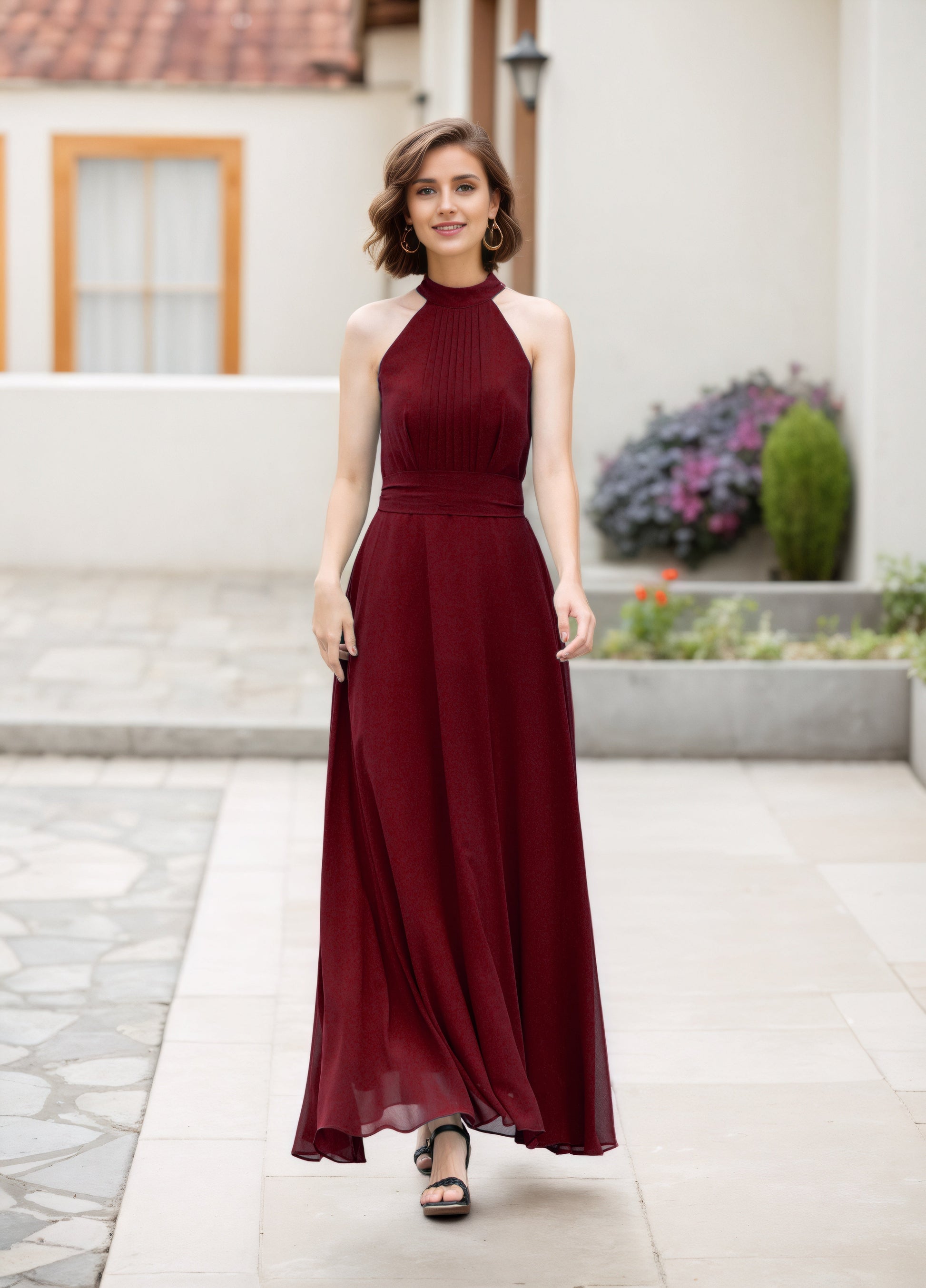 Dark Green Halter Maxi Dress – Elegant Sleeveless Summer Party Look