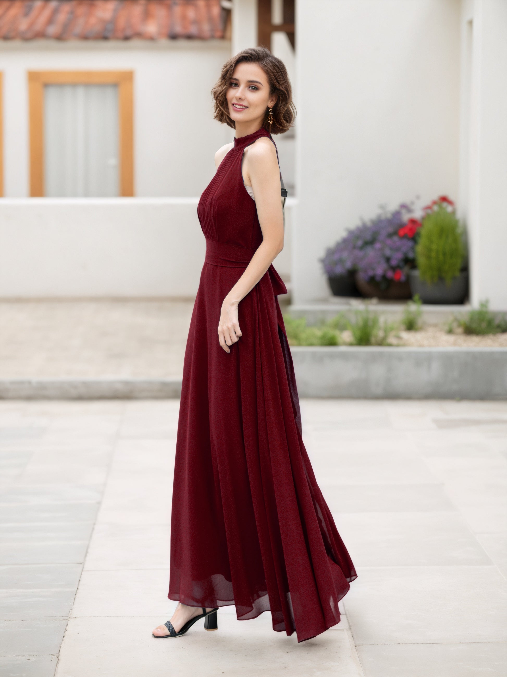 Dark Green Halter Maxi Dress – Elegant Sleeveless Summer Party Look