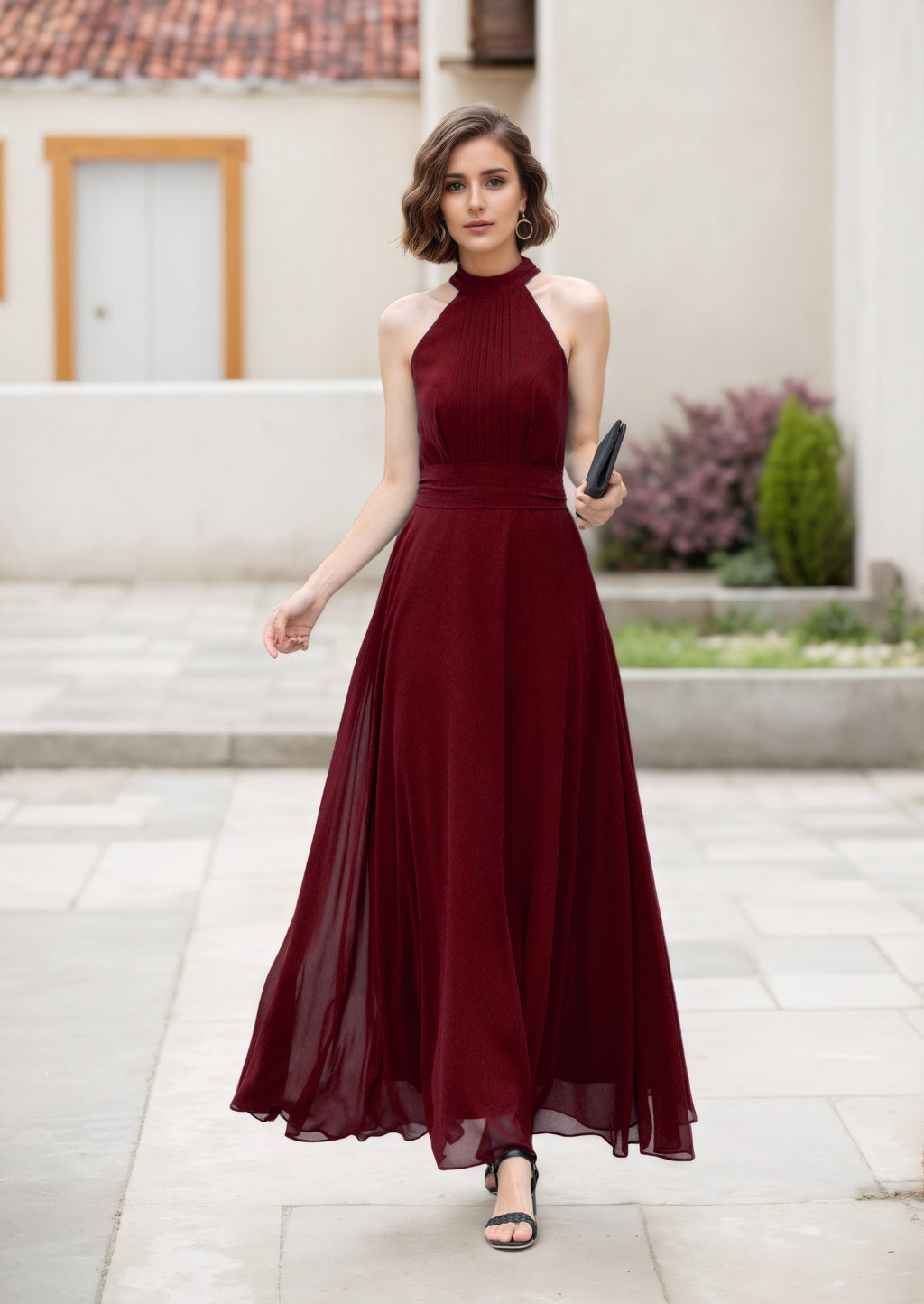 Dark Green Halter Maxi Dress – Elegant Sleeveless Summer Party Look