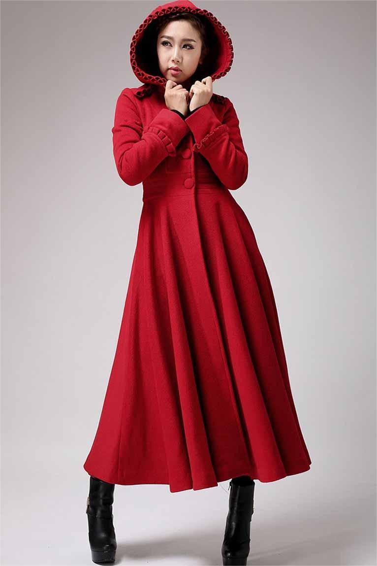 Retro Swing Wool Coat – Hooded Mid-Calf Winter Outerwear