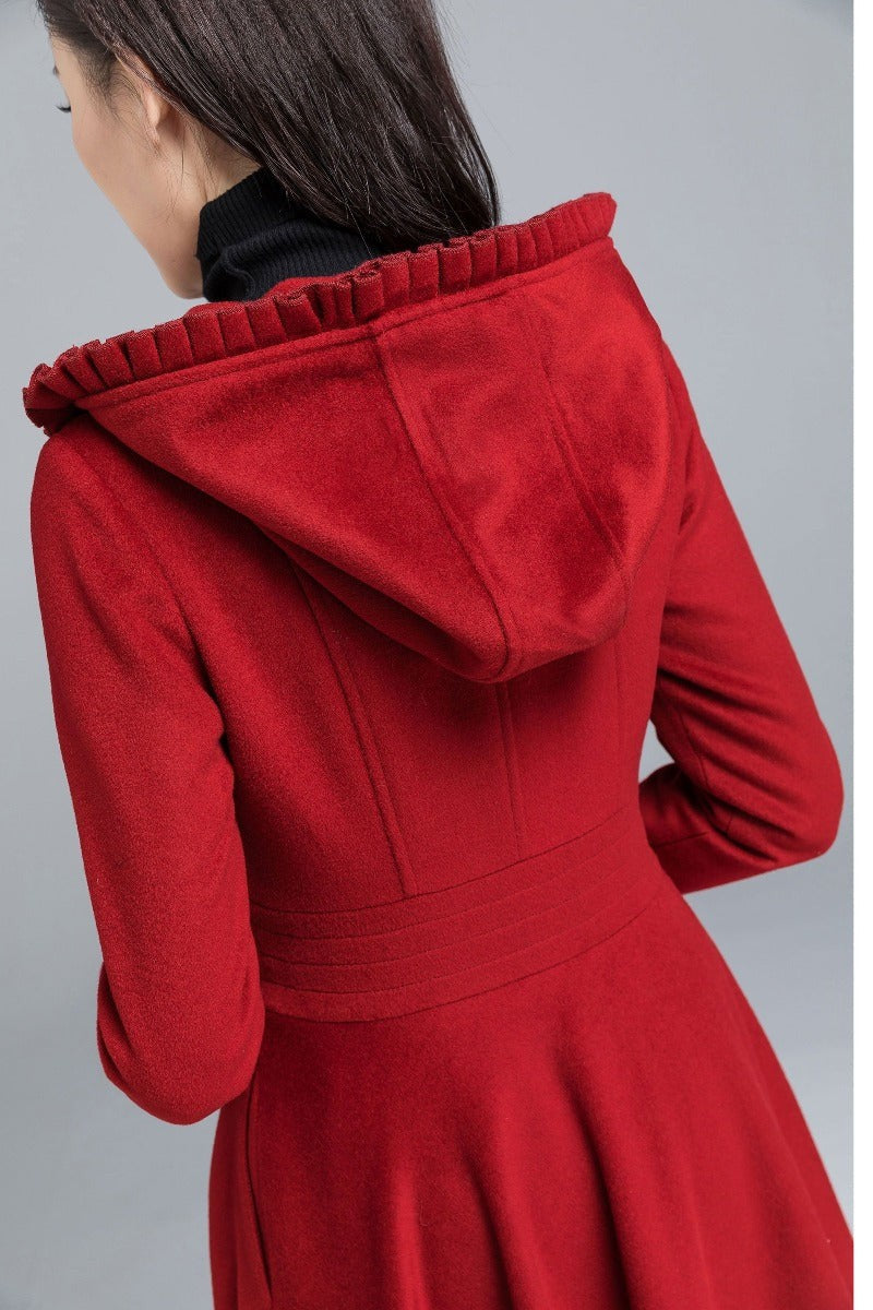 Retro Swing Wool Coat – Hooded Mid-Calf Winter Outerwear