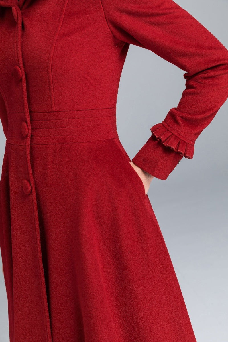 Retro Swing Wool Coat – Hooded Mid-Calf Winter Outerwear