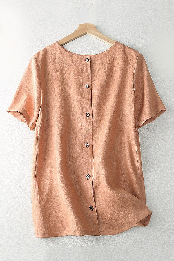 Casual Linen Short Sleeve Top – Lightweight Summer Essential