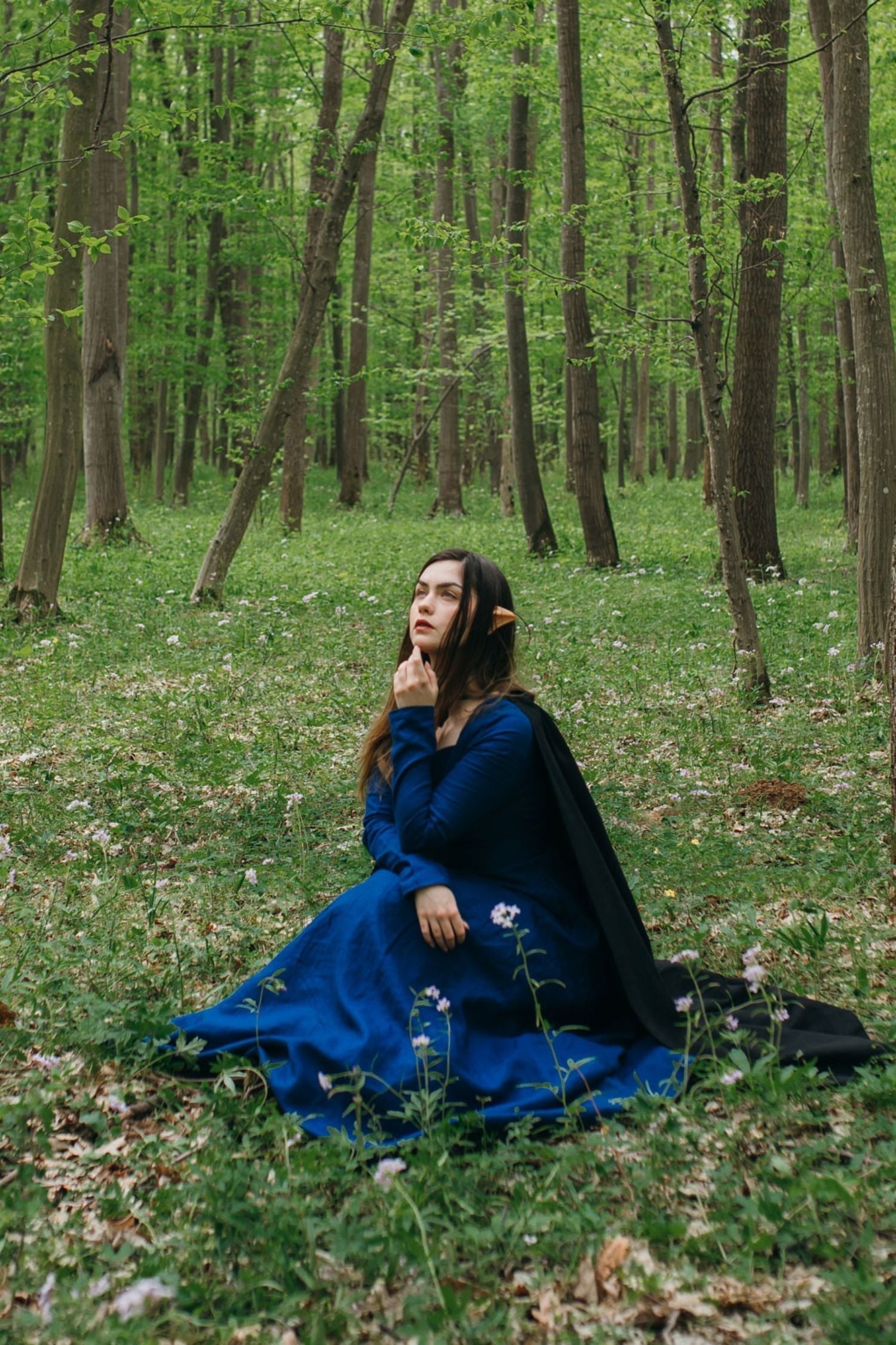 Linen Long Sleeve Maxi Dress – Renaissance-Inspired Fit with Pockets