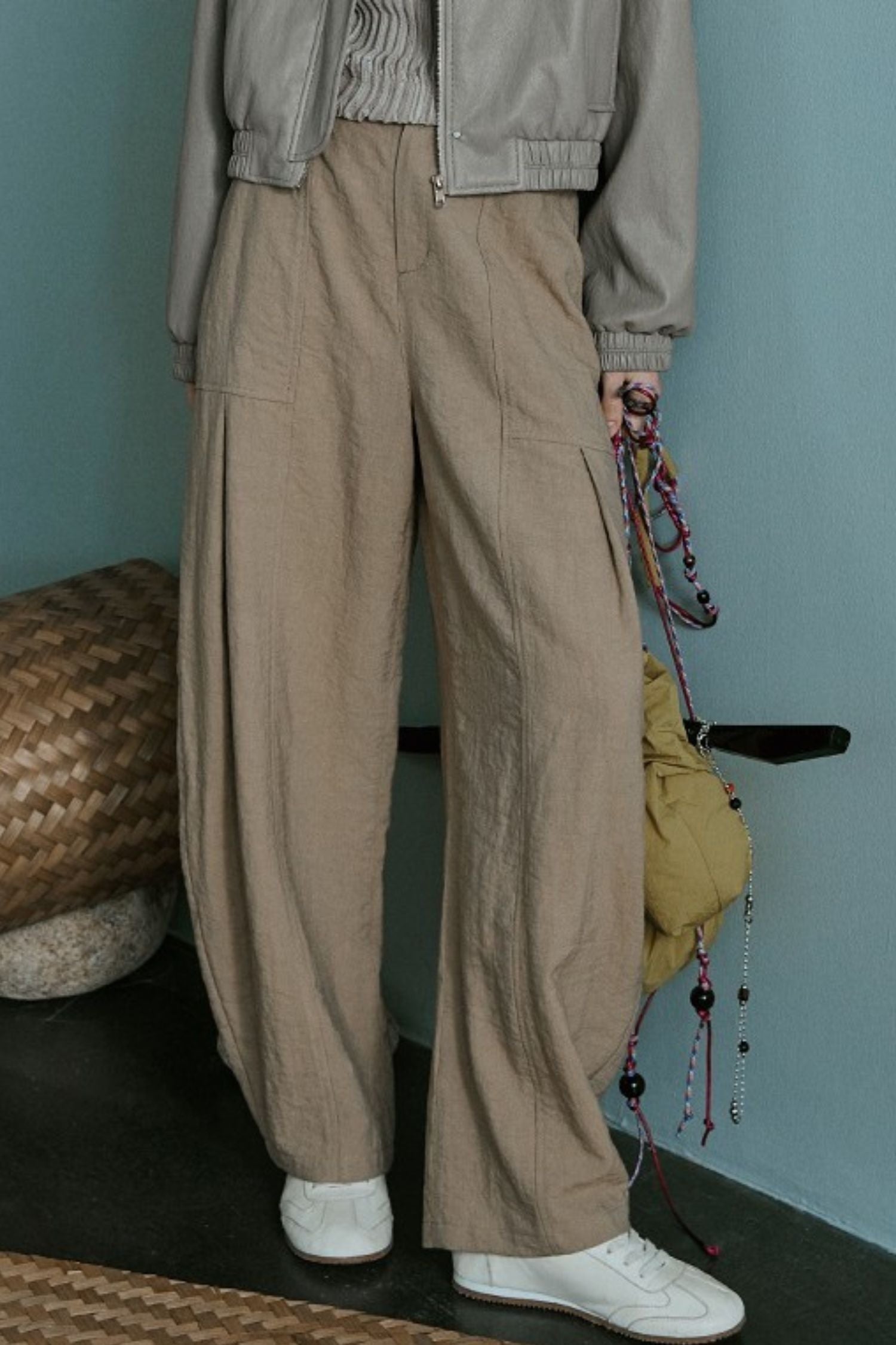 Loose Fit Linen Wide Leg Pants – High Waist with Pockets