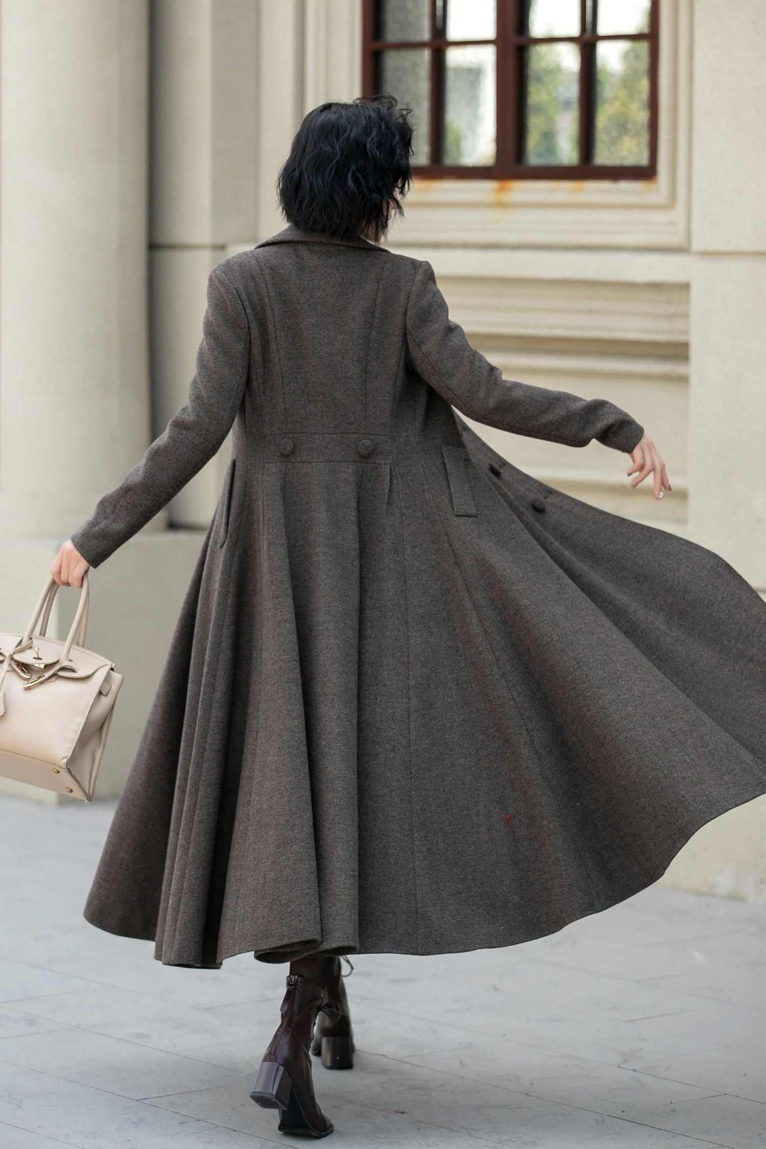 Maxi Wool Winter Coat – Double Breasted Warm Long Overcoat