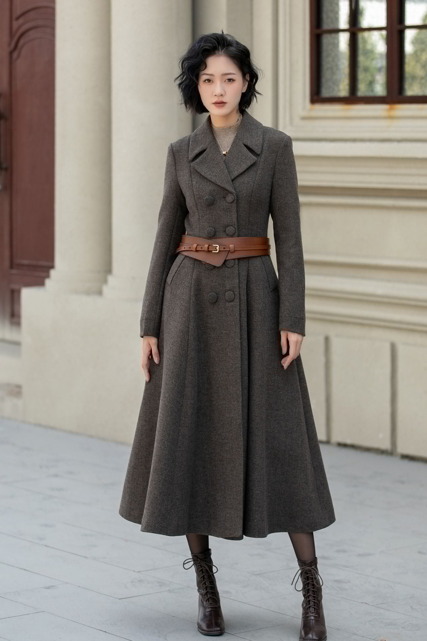 Maxi Wool Winter Coat – Double Breasted Warm Long Overcoat