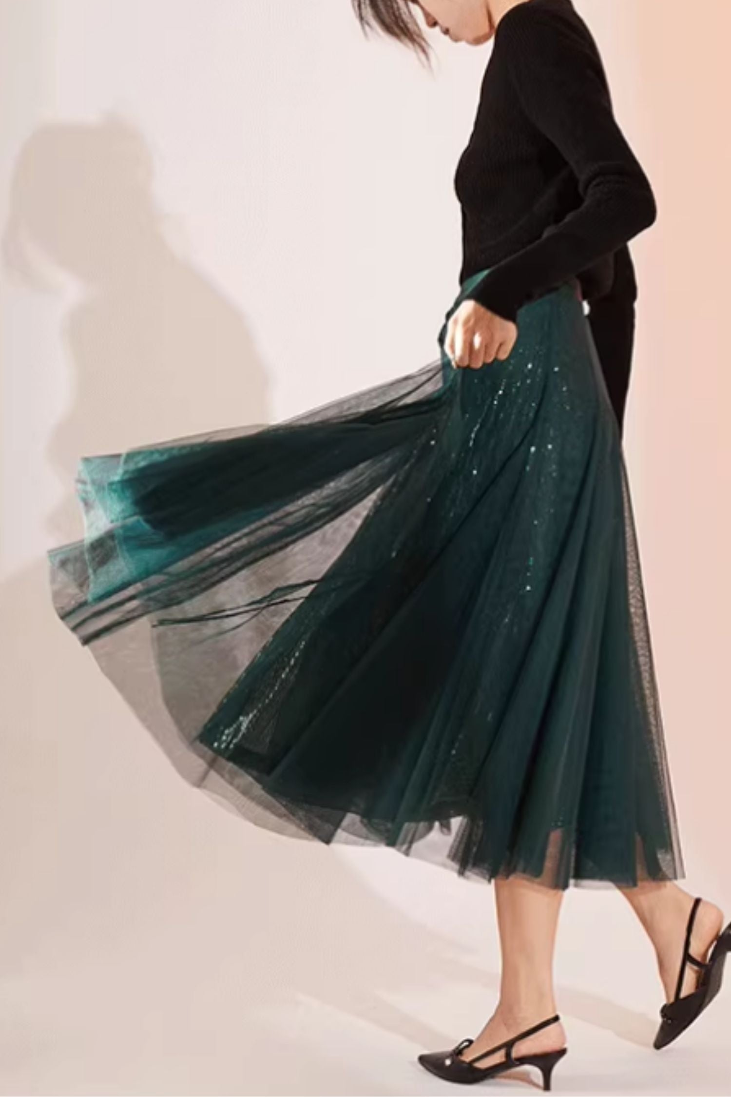 Elegant A-Line Midi Lace Skirt – Soft Waist & Seasonal Style
