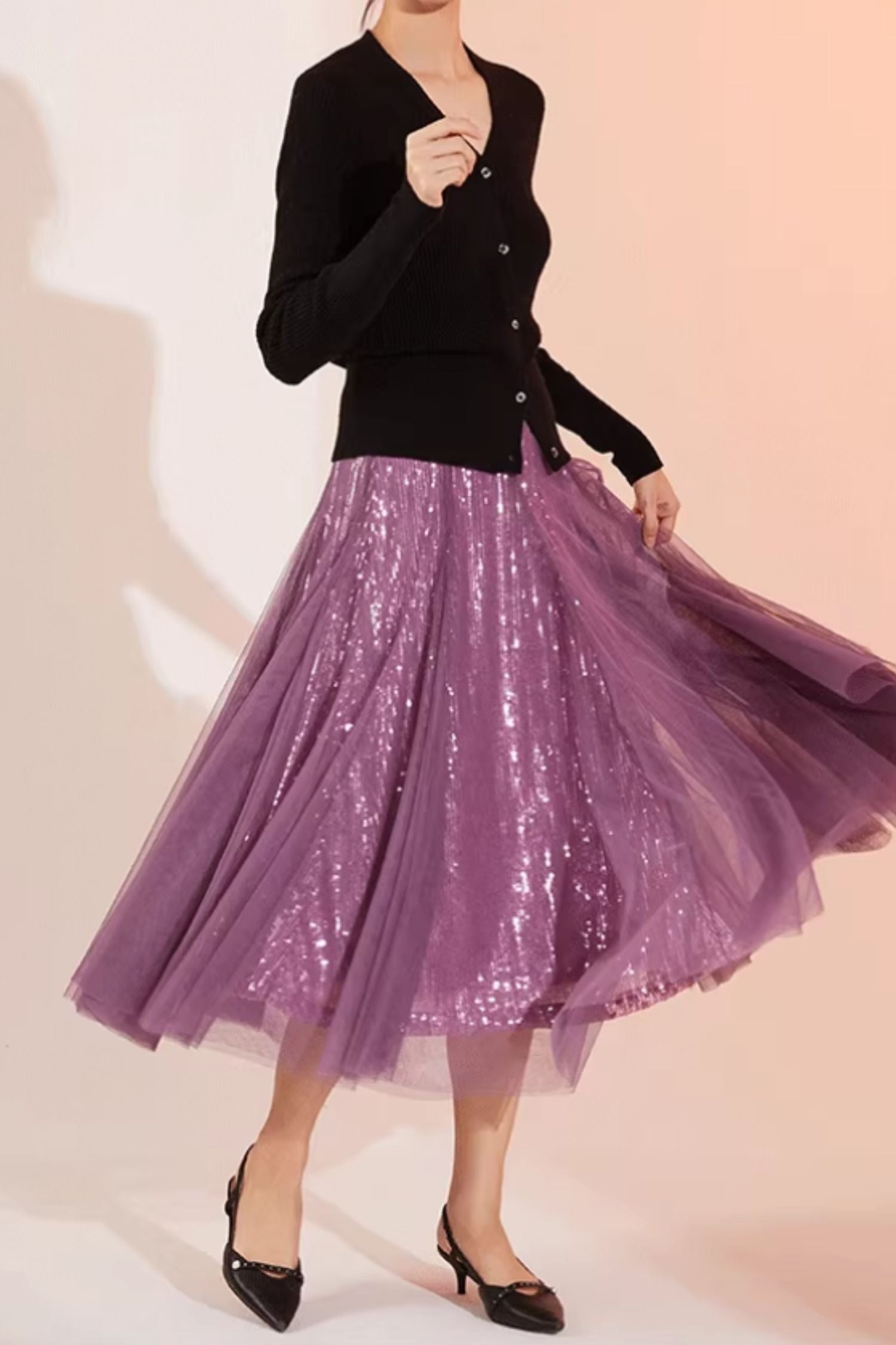 Elegant A-Line Midi Lace Skirt – Soft Waist & Seasonal Style