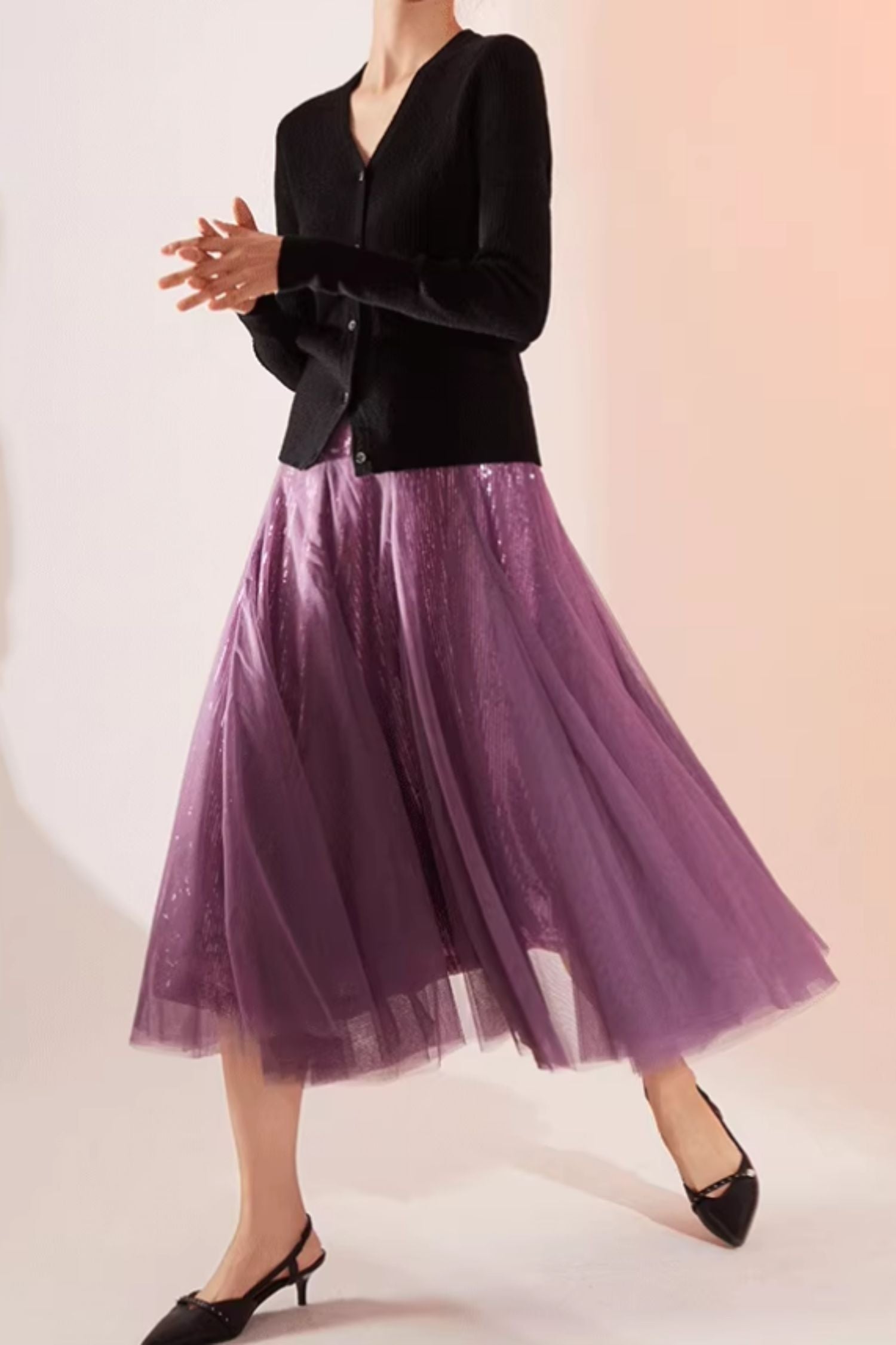 Elegant A-Line Midi Lace Skirt – Soft Waist & Seasonal Style