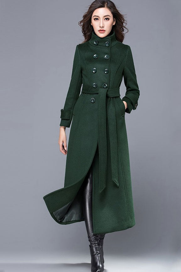 Military Wool Coat – Double Breasted Long Winter Outerwear