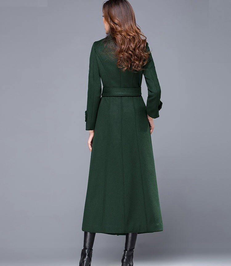 Military Wool Coat – Double Breasted Long Winter Outerwear