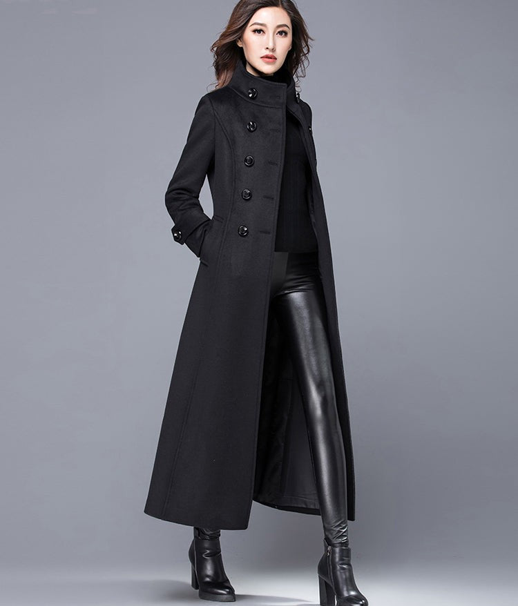 Military Wool Coat – Double Breasted Long Winter Outerwear