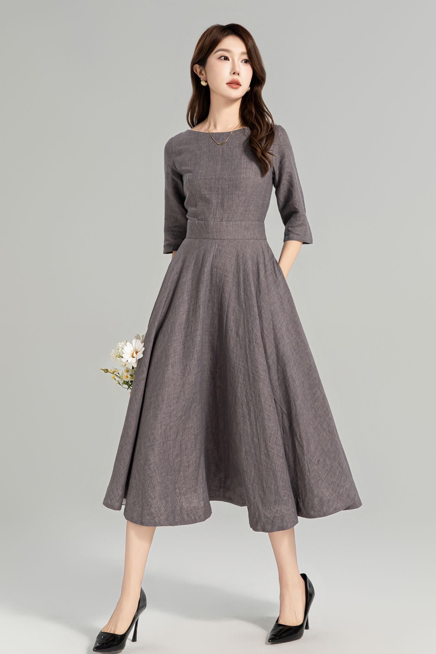 Swing Linen Dress – Lightweight Summer Fit with Pockets