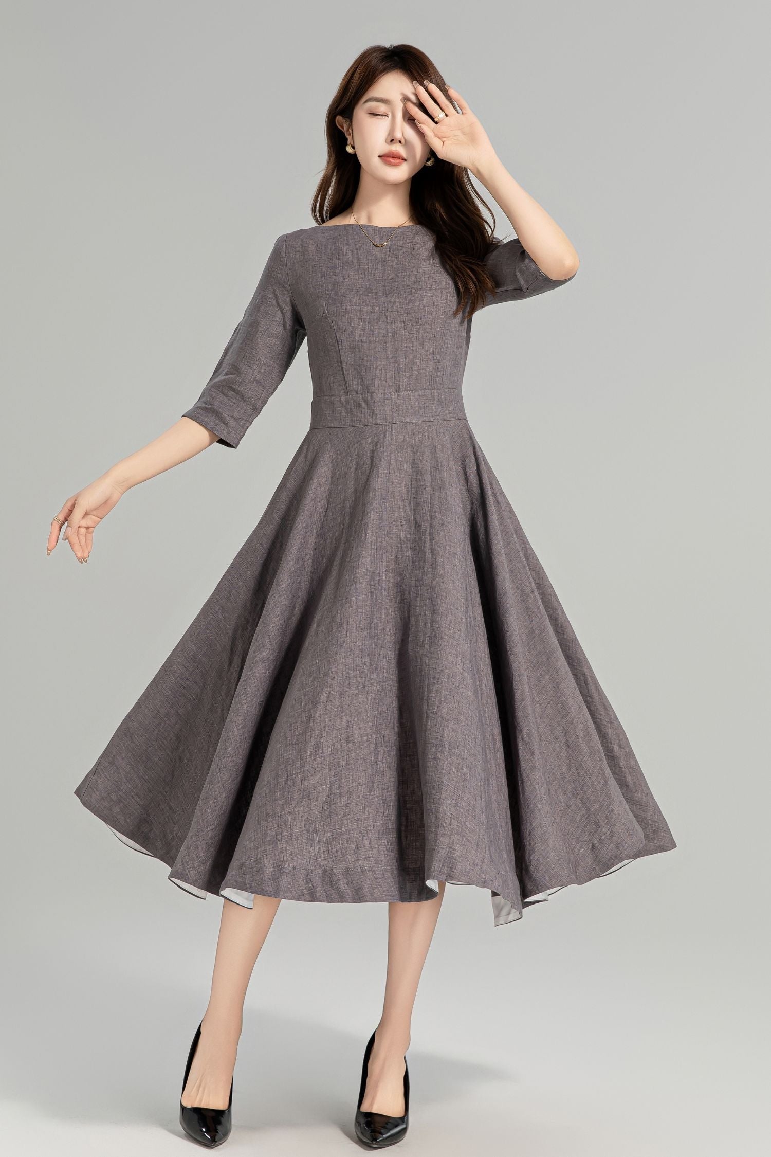Swing Linen Dress – Lightweight Summer Fit with Pockets