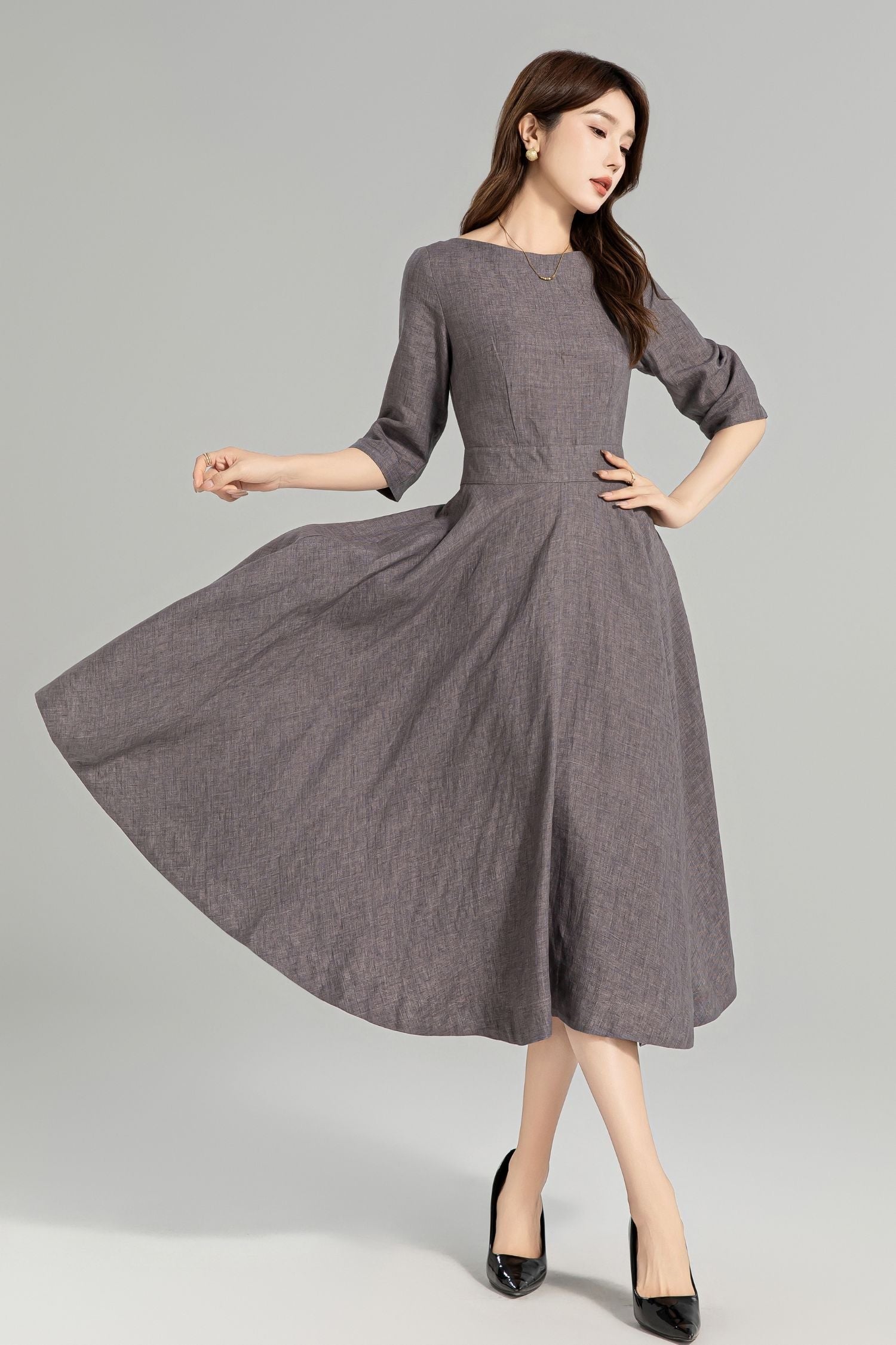 Swing Linen Dress – Lightweight Summer Fit with Pockets