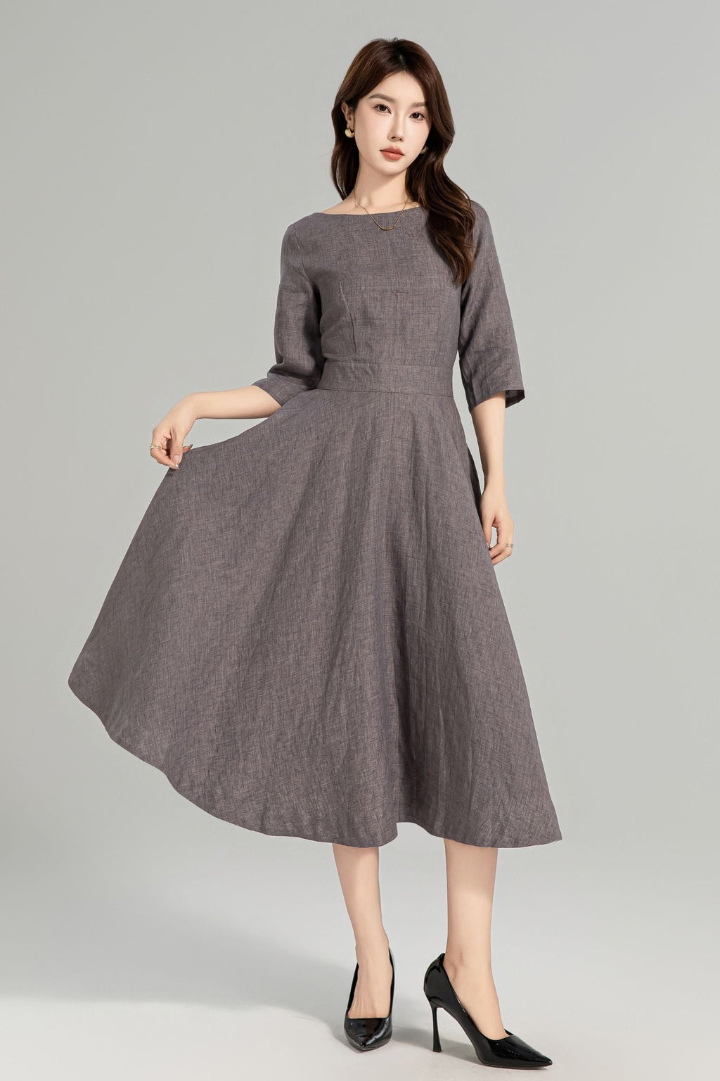 Swing Linen Dress – Lightweight Summer Fit with Pockets