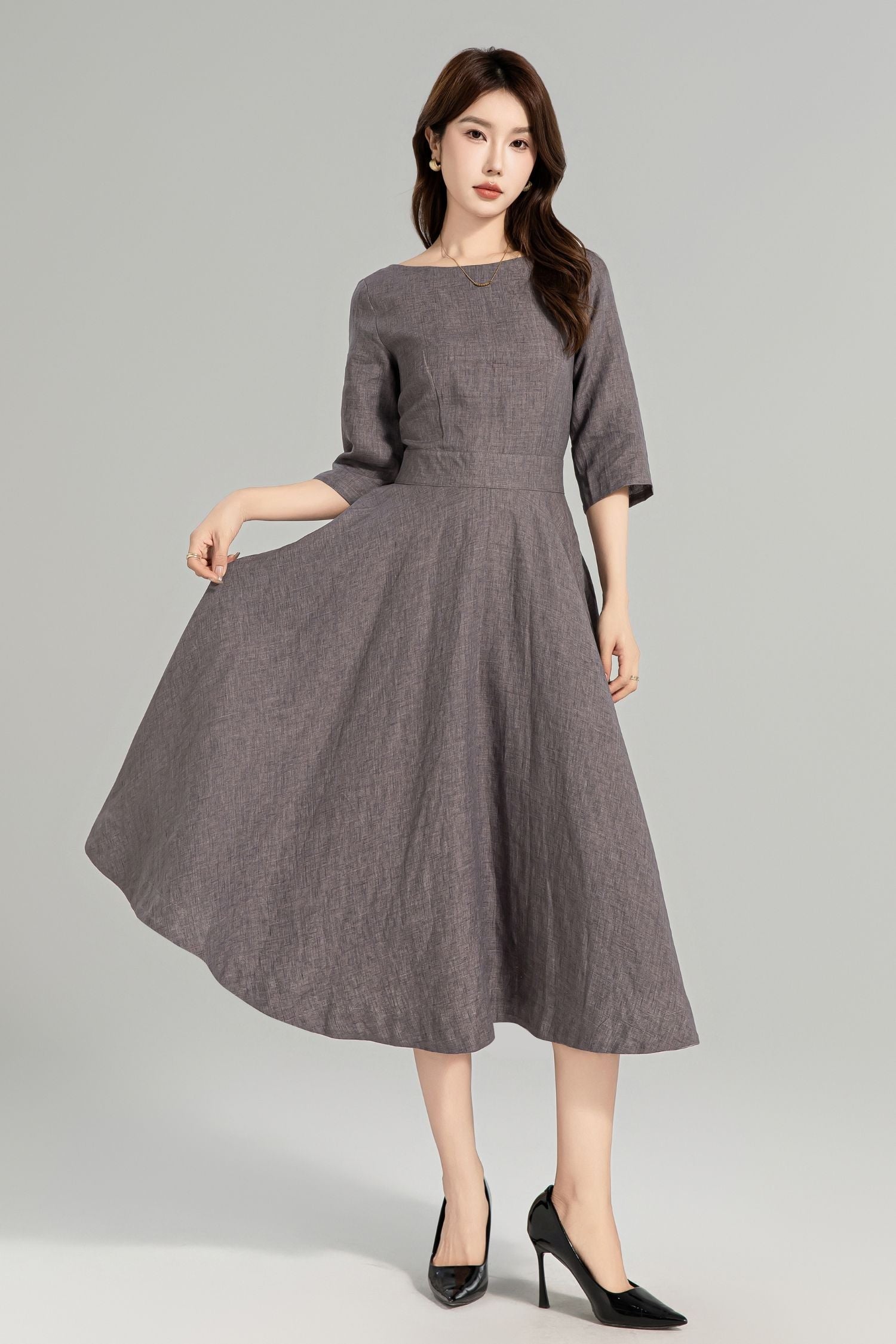 Swing Linen Dress – Lightweight Summer Fit with Pockets