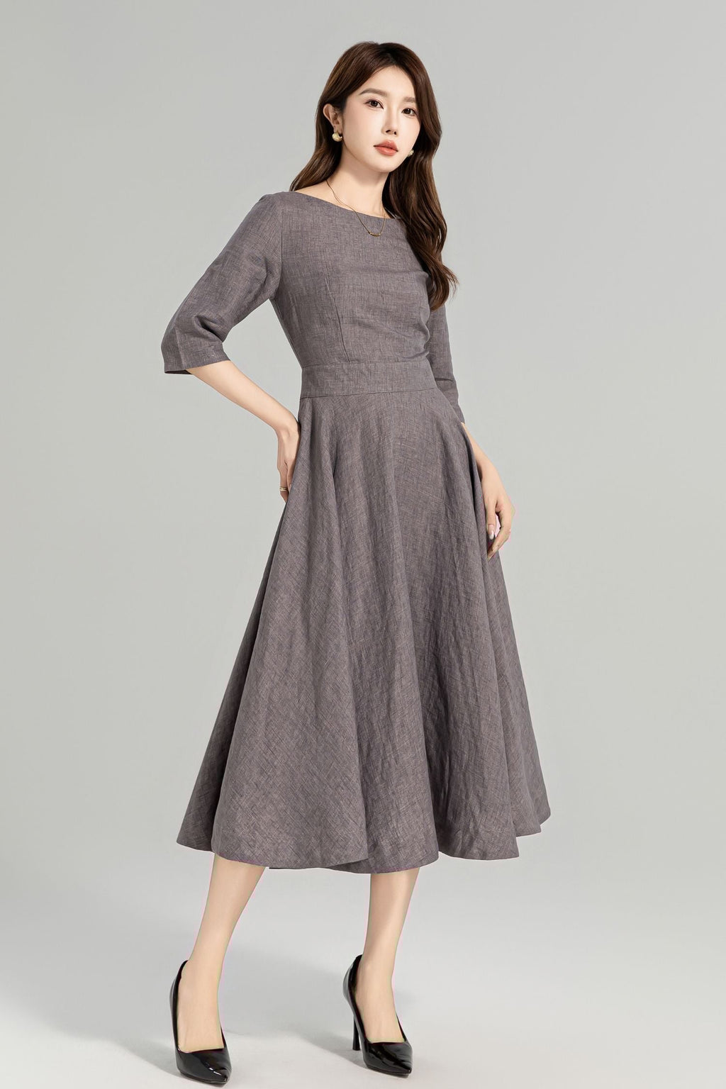Swing Linen Dress – Lightweight Summer Fit with Pockets