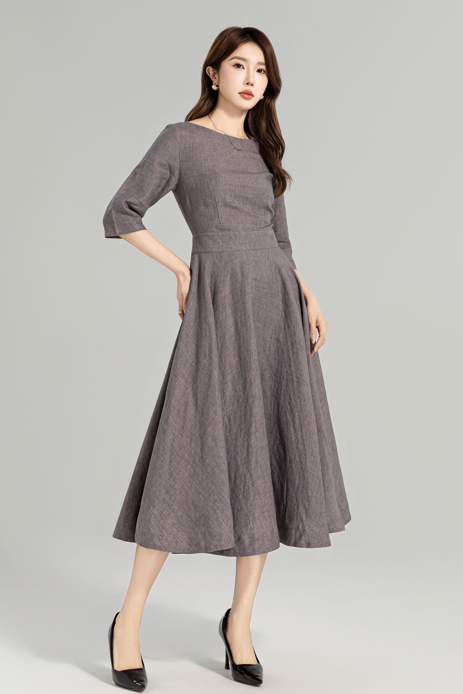 Swing Linen Dress – Lightweight Summer Fit with Pockets