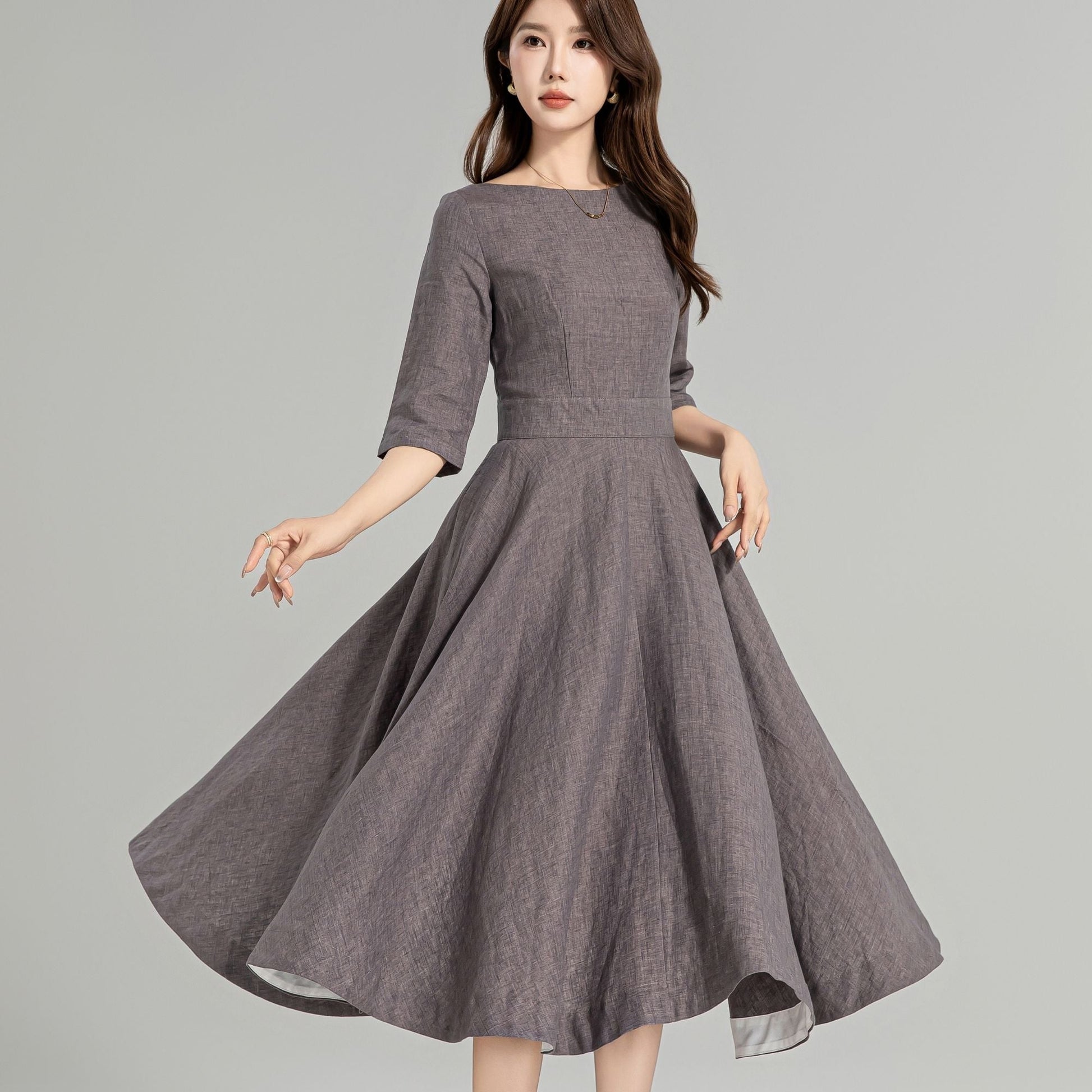 Swing Linen Dress – Lightweight Summer Fit with Pockets