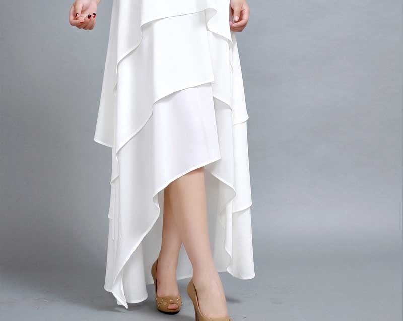 White Chiffon High-Low Dress – Sleeveless Summer Style