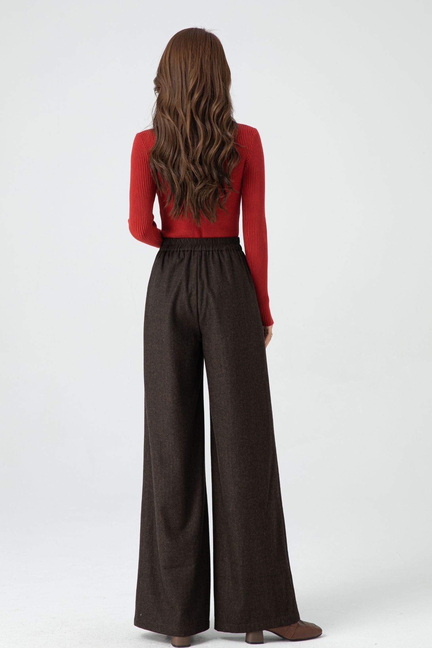 Winter Wool Wide Leg Pants – Lined with Back Elastic Waist